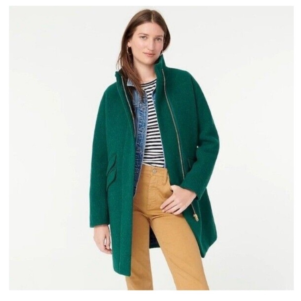 Jcrew Stadium Wool Cocoon Coat Forest Green
